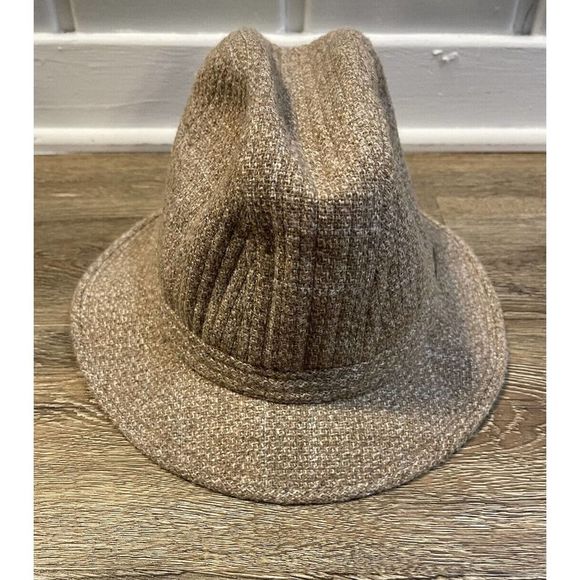 Fedora Hat Vintage London Fog Mens BrownWool Tweed Grandpa Dark Academia Small - Picture 5 of 8
